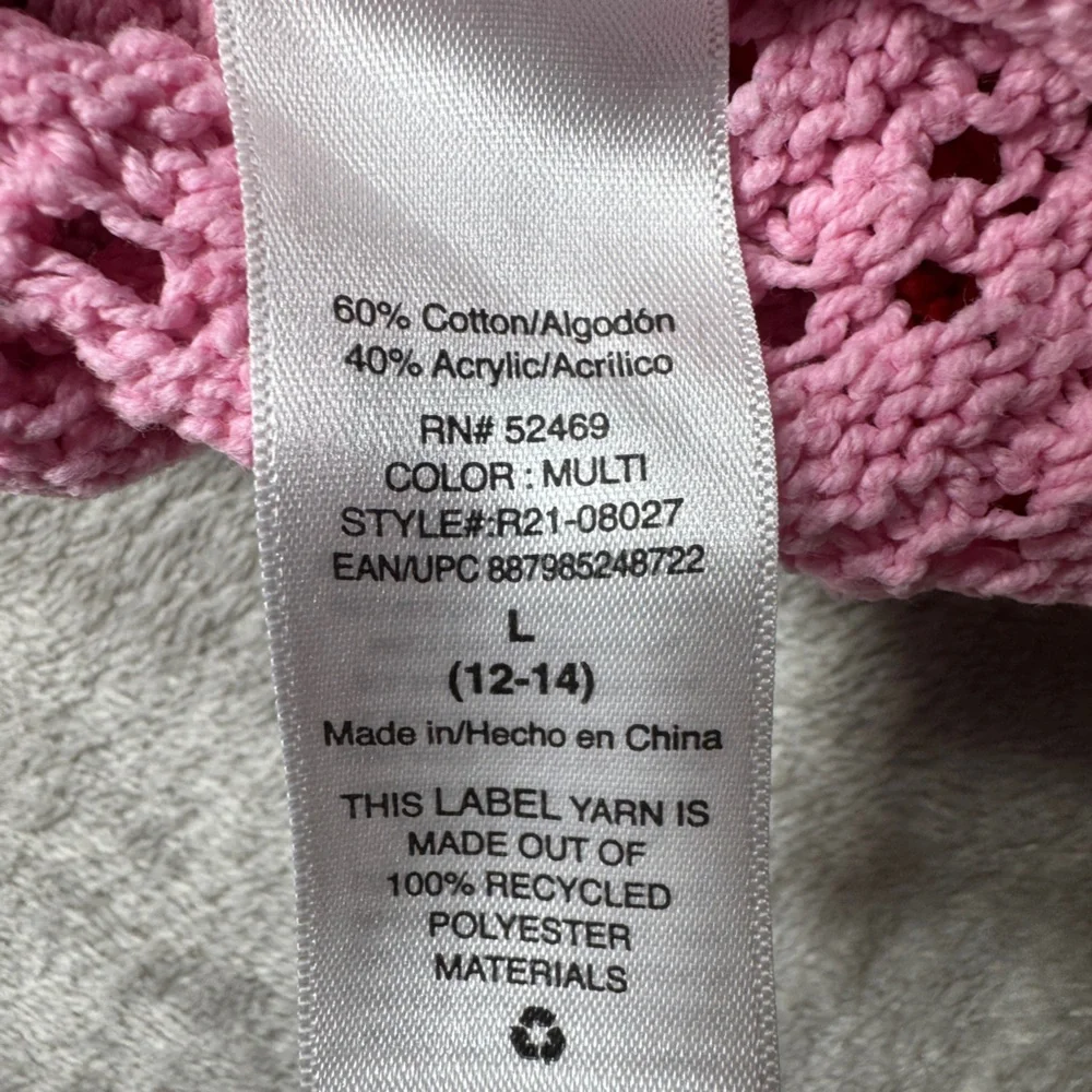 Scoop Crochet Scalloped Hem Red Pink Striped A Line Pull On Midi Skirt Large - Picture 16 of 16